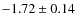$-1.72\pm0.14$