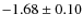 $-1.68\pm0.10$