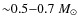 ${\sim}0.5{-}0.7~M_{\odot}$