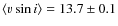 $\langle v\sin i\rangle =13.7\pm 0.1$