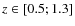 $z \in \left[ 0.5;1.3 \right]$