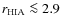 $r_{\rm HIA}\la 2.9$