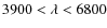 $3900 < \lambda <
6800$