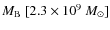 $M_{\rm B}\ [2.3\times 10^9~M_{\odot}]$