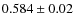 $0.584\pm 0.02$