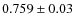 $0.759\pm 0.03$