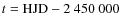 $t={\rm HJD}-2~450~000$