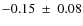 $ -0.15~\pm~0.08$