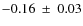 $ -0.16~\pm~0.03$