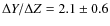 $\Delta Y / \Delta Z = 2.1 \pm 0.6 $