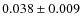 $0.038 \pm 0.009$