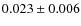$0.023 \pm 0.006$