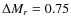 $\Delta M_r = 0.75$