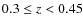 $0.3 \leq z < 0.45$