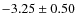 $-3.25 \pm 0.50$