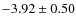 $-3.92 \pm 0.50$