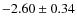 $-2.60\pm0.34$