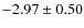 $-2.97\pm0.50$