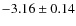 $-3.16\pm0.14$