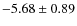 $-5.68\pm0.89$