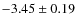$-3.45\pm0.19$