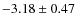 $-3.18\pm0.47$