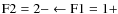 $\rm F2 =2- \leftarrow F1 =1+$