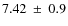 $ 7.42~\pm~ 0.9$
