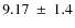 $ 9.17~\pm~ 1.4$
