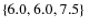 $\{6.0,6.0,7.5\}~$
