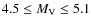 $4.5 \leq M_{\rm V}
\leq 5.1$
