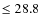 $ \leq {28.8}$