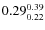 $ 0.29^{\rm0.39}_{0.22} $