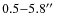 $0.5{-}5.8\hbox{$^{\prime\prime}$ }$