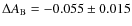 $\Delta A_{\rm B} = - 0.055 \pm0.015$