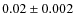 $0.02\pm 0.002$