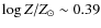 $\log Z/Z_{\odot} \sim 0.39$