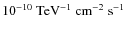 $10^{-10}~{\rm TeV}^{-1}~{\rm cm}^{-2}~ {\rm s}^{-1}$