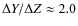 $\Delta Y/\Delta Z \approx 2.0$