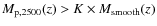 $M_{\rm p,2500}(z) > K \times M_{\rm smooth}(z)$