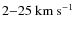 $2{-}25~\ensuremath{{\rm km~s}^{-1}} $
