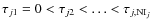 $\tau_{j1}=0<\tau_{j2}<\dots<\tau_{j,{\rm NI}_j}$
