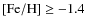 $[{\rm Fe/H}]\ge -1.4$