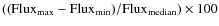 $(({\rm Flux_{max}} - {\rm Flux_{min}})/{\rm Flux_{median}}) \times 100$