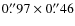 $0{\rlap.}^{\prime \prime}97 \times 0{\rlap.}^{\prime \prime}46$