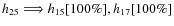 $h_{25} \Longrightarrow h_{15} [100\%] ,
h_{17} [100\%]$