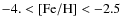 $-4. < [{\rm Fe}/{\rm H}] < -2.5$