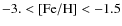 $-3. < [{\rm Fe}/{\rm H}] < -1.5$