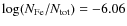 $\log (N_{\rm Fe}/N_{\rm tot})=-6.06$