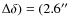 $\Delta\delta )=(2.6\hbox{$^{\prime\prime}$ }$